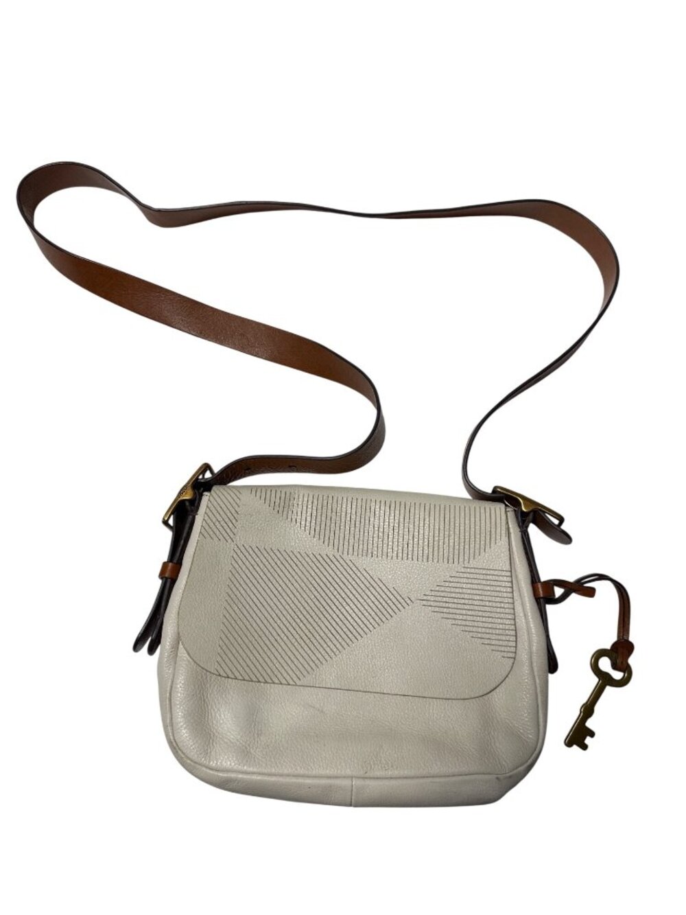 Fossil Harper Saddle Small Pebbled Leather Adj Strap Crossbody Bag